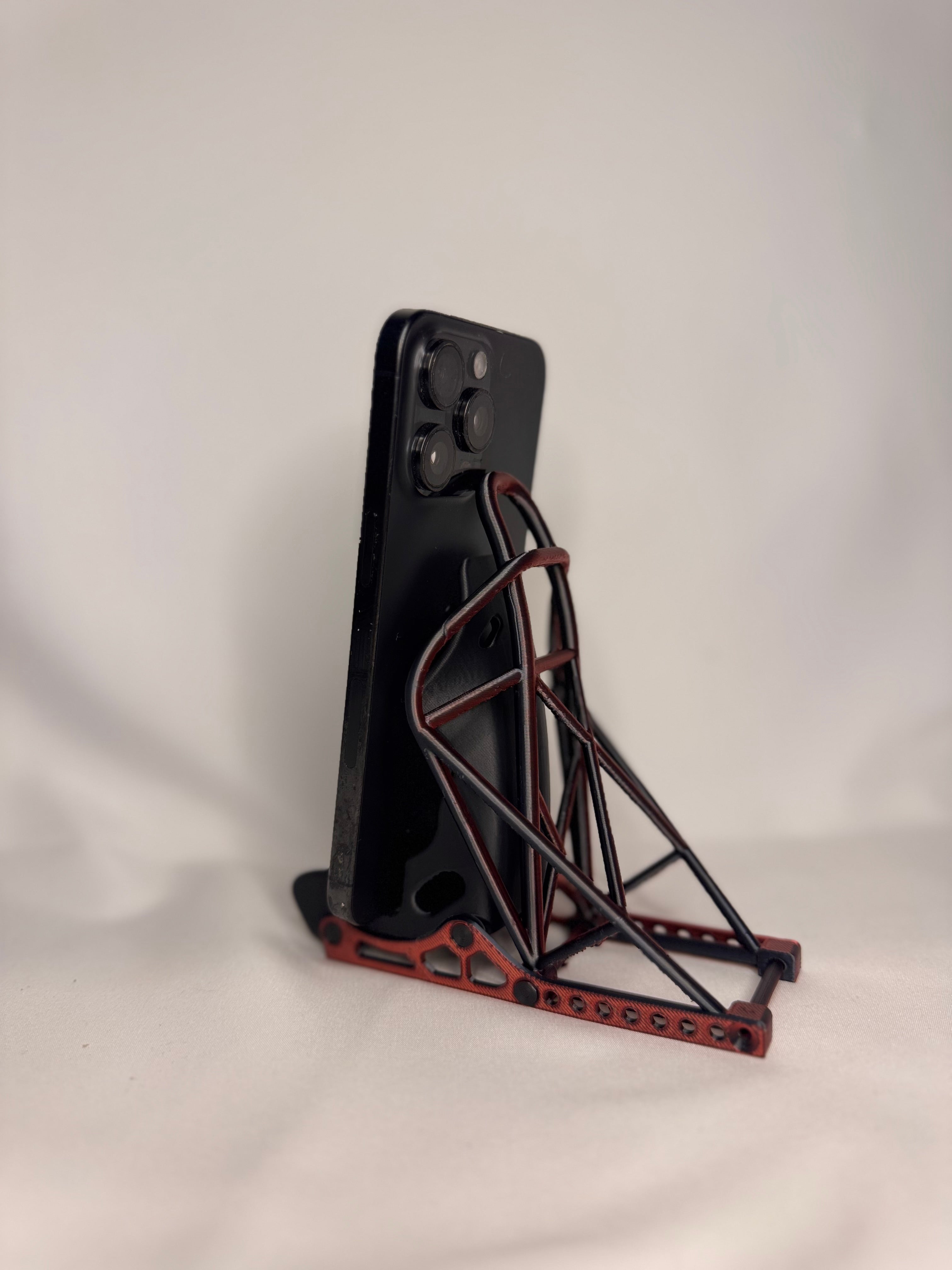 Racing seat phone stand